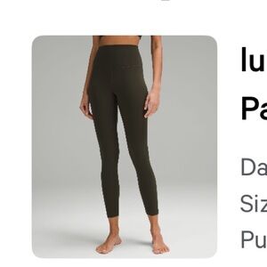Lululemon Dark Olive Align Leggings 25”